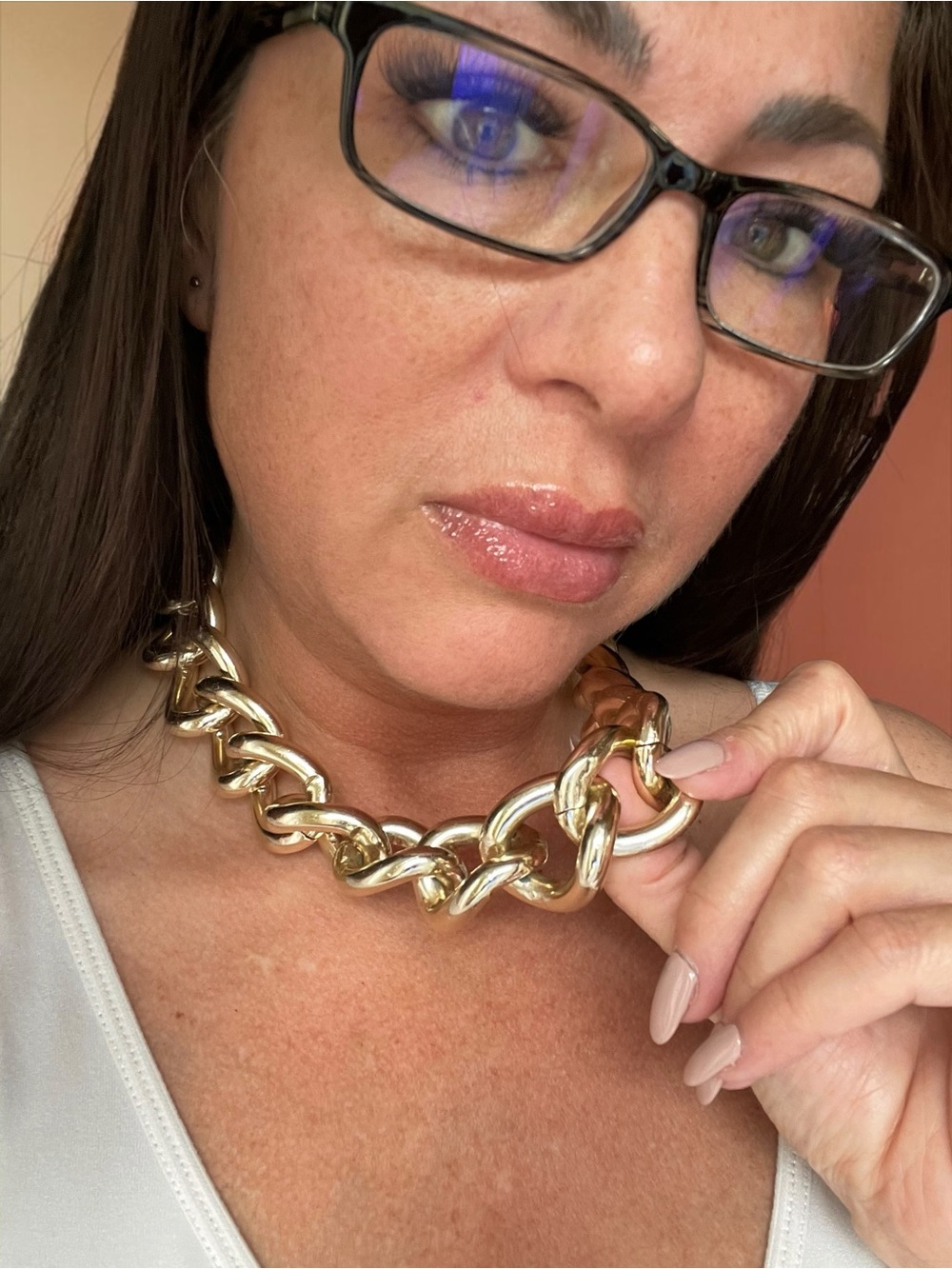 Chunky Gold Tone Oversized Link Statement Heavy Chain Necklace